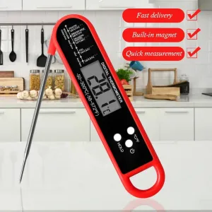 Digital Meat Thermometer Foldable Probe Fast Reading -50 to 300 Auto-Off LCD Display for Cooking BBQ Kitchen