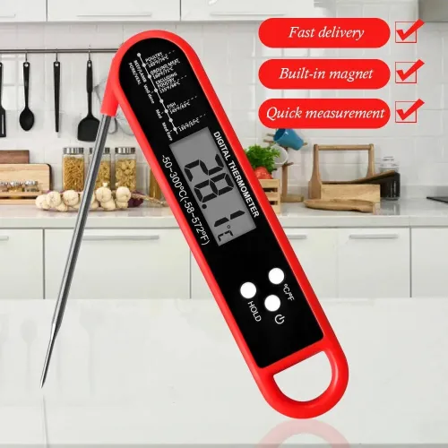 Digital Meat Thermometer Foldable Probe Fast Reading -50 to 300 Auto-Off LCD Display for Cooking BBQ Kitchen