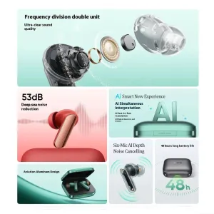 Realme Buds Air 7 Pro TWS bluetooth 5.4 Earbuds Wireless ANC Earphone Hi-Res LHDC5.0 Audio 53dB Noise Cancelling 6-Mic AI Call Noise Reduction 3D Surround Sound 48H Playback Low Delay AI Simultaneous Interpretation In-ear Sports Headphones