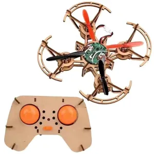 DIY Wooden Remote Control Drone Assembly Kit Remote Control Quadcopter Aircraft Altitude Hold Learning Flying Stem Education Toy Chrismas Gift