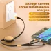 5A 120W USB-A/Type-C to iP/Type-C/Micro USB Cable Fast Charging Data Transmission Copper Core Line 1.2M Long for iPhone 17 17Pro 16 15 14 Pro Max for Huawei Pura 80 Ultra for XIAOMI for SAMSUNG