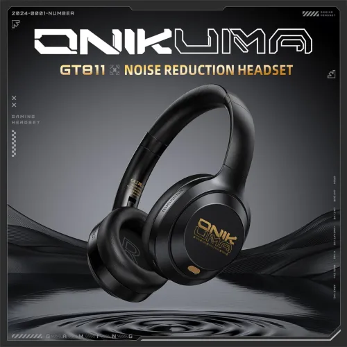 ONIKUMA GT811 bluetooth 5.4 Gaming Headset Dual Noise Reduction Headphone ANC ENC Noise Cancelling 40mm Horn 55H Playback 60ms Low Game Delay Support 3.5mm Wired Connection On-ear E-sports Headphones