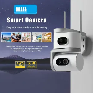 QD01 2MP+2MP HD WiFi PTZ Camera Dual lens Dual Screen IP Camera PIR Motion Detect Two-way Audio IP66 Waterproof Outdoor Security Wireless Camera