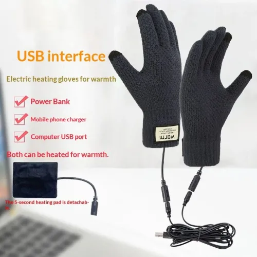 TENGOO USB Charging Touchscreen Heated Gloves Knitted Thermal Coldproof Winter Warm Gloves for Outdoor Sports
