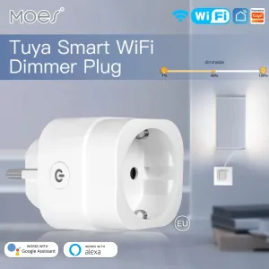 MOES Tuya WiFi Smart Dimmer Plug Brightness Adjust Timer for Tuya & Smart Life App Voice Control Work with Alexa Google Assistant