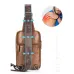 BULLCAPTAIN Retro Genuine Leather Men's Chest Bag Comfy Adjustable Shoulder Strap Crossbody Bags Large-capacity Multi-layered Messenger Bags for Travel