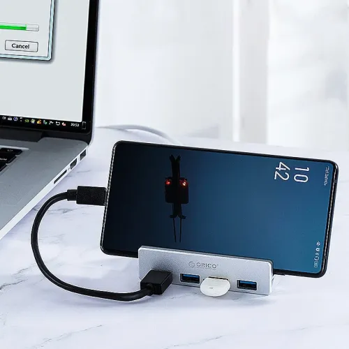 ORICO MH4PU-P 4 in 1 USB 3.0 Hub Docking Station USB Adapter with Power Supply 5Gbps Fast Data Transmission for Laptop Phone Accessories