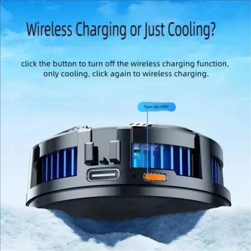 X106B 2-in-1 Wireless Charger Cooling Fan 15W Magnetic Fast Charging Back Clip Fan Radiator for Mobile Phone