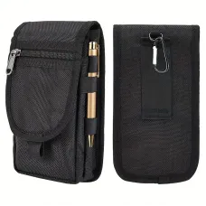 Outdoor Casual Wear-resistant Nylon Waist Bag Portable 3-compartment Layered Phone Bag Men's Belt Loop Pouch Large Capacity Wallet