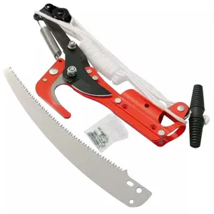 2-in-1 Hand-operated Pruning Saw and High Branch Cutter SK5 Alloy Steel Telescopic Double Pulley Teflon Coated Blade 2cm Cutting Diameter