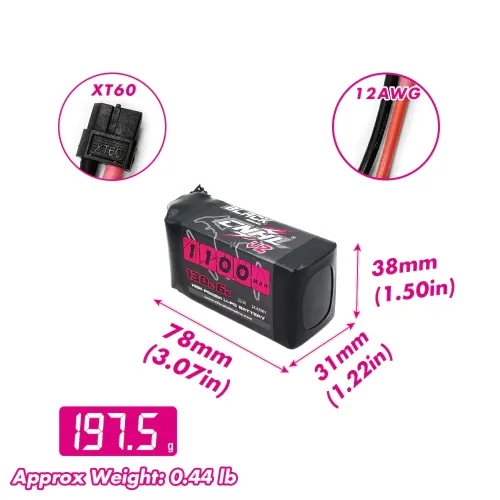 CNHL Black Series 22.2V 1100mAh 130C 6S LiPo Battery XT60 Plug for QAV180/210 QAV250 RC Drone FPV Racing