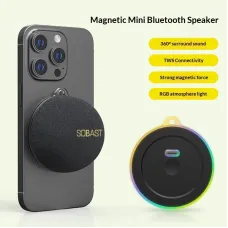 SOBAST S20 Magnetic Wireless bluetooth Speaker Mini Portable Speaker 360 Surround Sound RGB Light TWS Phone Stand Outdoors Speakers