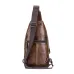 BULLCAPTAIN Men Genuine Leather Chest Bag Multi-pockets Compartment Fashion Casual Shoulder Backpack for Travel