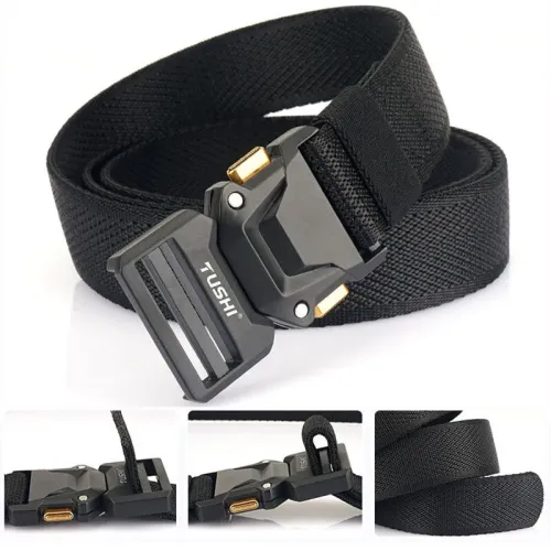 TUSH120cm Metal Rotating Buckle Tactical Belt Nylon Wistand Inserting Buckle Casual Military Fan for Men Women