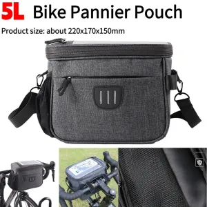 5L Bicycle Handlebar Bag Large Capacity Waterproof Phone Case Holder 6.7 Inches Touchscreen Cycling Package for MTB Road Bike