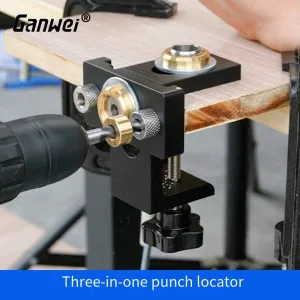 Ganwei 3in1 Punch Locator Aluminum Alloy Woodworking Tool with 0-52mm Clamping Range Engraved Scale Markings Efficient and Convenient Enhance Your Woodworking Projects