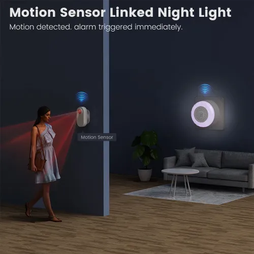 BJQ001 Tuya WiFi Diamond Sound and Light Alarm with 4 Light Modes Smart Life APP Voice Control Wire-free CO VOC PIR Motion Sensor Security