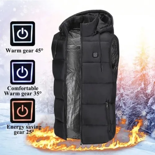 TENGOO HV-02 Unisex 2 Zone Heating Vest 3-Gears Heated Jackets USB Electric Thermal Clothing Winter Warm Vest Outdoor Heat Coat Clothing