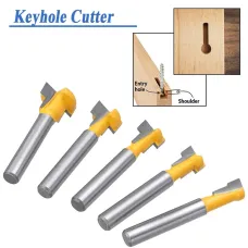 5PCS 1/4 Inch Shank Keyhole Router Bits Set T Track T-Slot Bolts Router Bit Set for 5/16" 3/8" 1/2" 7/16" 5/8" Hex Bolts