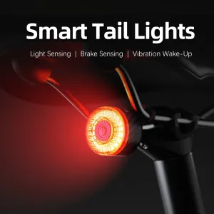 CYCLAMCY120 Smart Brake Bicycle Taillight Auto Start/Stop Brake Sensing Bike Rear Light Vibration Wake-Up Carbon Waterproof Tail Light