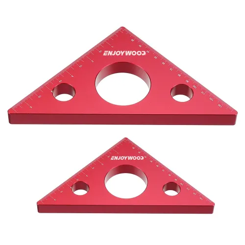 ENJOYWOOD Woodworking Carpenter Square Right Angle Ruler Triangle Height Ruler Metric and Imperial Scale Aluminum Alloy Measuring Tool