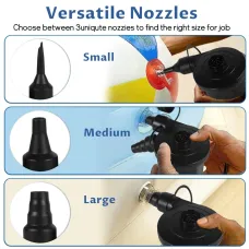 USB Rechargeable Portable Electric Air Pump 2000mAh Battery Lightweight Design 3 Nozzle Options Quick Inflation Deflation for Air Mattress Pool Floats Vacuum Bags Camping