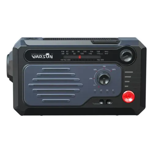 Warsun Emergency Crank Radio Multifunctional Flashlight Hand Crank Solar Charging & USB Charged AM/FM Radio with LELight Reading Lamp, SOAlarm Headphone Jack for Outdoor
