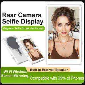 T2 Magnetic Wireless Phone Selfie Screen Mirroring Device 3.97 Inch HD Display 800x480 bluetooth Remote Control for iPhone Android Live Streaming Vlogging Photography