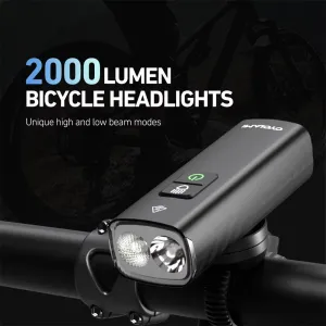 CLAMB2000 Lumens Bicycle Headlight 4500mAh 5 Gears IPX6 Waterproof Type-Charging High Brightness Bike Front Lights for Road Cycling Safety