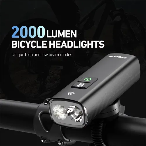 CLAMB2000 Lumens Bicycle Headlight 4500mAh 5 Gears IPX6 Waterproof Type-Charging High Brightness Bike Front Lights for Road Cycling Safety