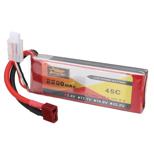 ZOP Power 7.4V 2200mAh 45C 2S LiPo Battery T Plug for Wltoys 124016 124017 RC Car