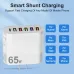 LYK-881 65W 6-Port  USB Charger 5USB-A+Type-C ast Charging Wall Charger Adapter EU Plug US Plug for iPhone 12 13 14 14 Pro for Samsung Galaxy S23 for Xiaomi13pro for Oppo Reno9