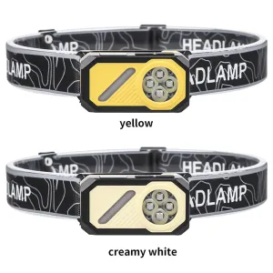 LEMulti-Source Sensor Headlamp, Portable Running Light With Cap Clip Magnet, Rgb Ambient Light, Digital Display Headlamp For Fishing Camping Hiking,Running