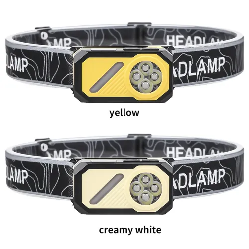 LEMulti-Source Sensor Headlamp, Portable Running Light With Cap Clip Magnet, Rgb Ambient Light, Digital Display Headlamp For Fishing Camping Hiking,Running