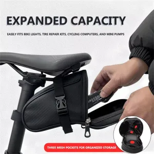 BENGGUO 1L Portable Bike Saddle Bag Hang Taillight Reflective Large Capacity Bicycle Under Seat Storage Pack for Outdoor Cycling