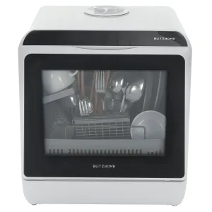 BlitzHome BH-CDW1 Smart Portable Countertop Dishwasher US Plug with APP Control, 4-6 Sets Big Capacity, Dual Water Inlet Modes, 360Spraying, 75High Temperature, Five Cleaning Modes, Drying Function