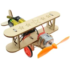 Wooden Electric Biplane Taxiing Aircraft Children's Science Experiment Education Handmade DIY Model Assembly