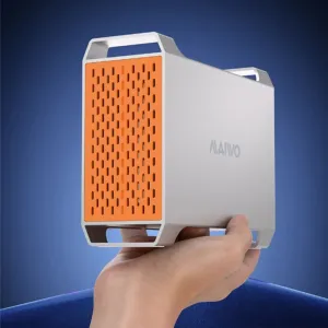 MAIWO K35282CG1 Dual Bay 3.5 Inch SATA Hard Drive Enclosure 4 RAID Modes Storage Box Type-C 5Gbps 60TB Massive Capacity with Cooling Fan for Data Backup High Speed Transfer