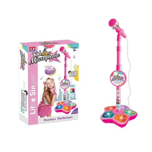 Super Cool 5-light Microphone with Stand Karaoke Songs Musical Instrument Kids Toys