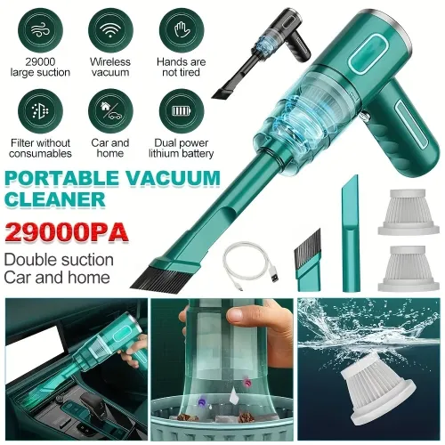 Portable High Power Dual Motor Cordless Vacuum Cleaner 29000Pa Strong Suction Lightweight Handheld Home Car Use Cleaning Appliances