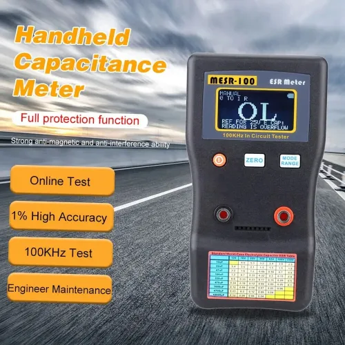 MESR-100 ESR Multimeter Capacitance Ohm Meter 100kHz 0.001 to 100.0 Auto-Ranging In-Circuit Testing High Precision Battery or USB Powered