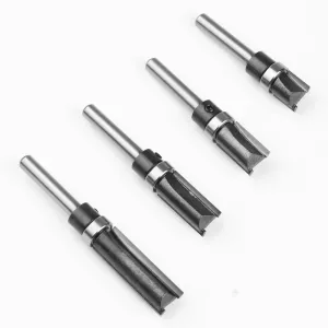 LAVIE 4pcs 6mm 1/4 Inch Shank Straight Router Bit with Bottom Bearing 12.7mm Cutting Diameter Trimming Cutter Line Cutter Trimming Machine Milling Cutter Woodworking Tool