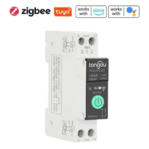 Tuya Intelligent Circuit Breaker with Metering 1P 63A DIN Rail Support 3 Timing Modes Multiple Safety Protecting APP Remote Control Compatible with Alexa Google Assistant for Household Appliances