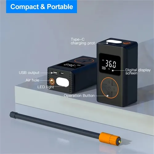 XANE150PSPortable Mini Smart Electric Inflator Pump 2000*2 mAh Digital Display USB Charging LELight Multifunctional Tire Inflation Pump for Car Motorbike Bicycle Balls