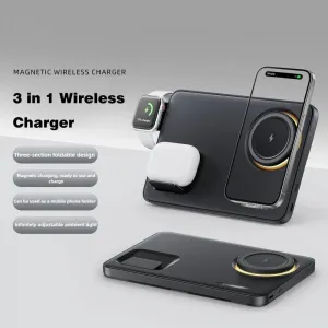 TN-WC-19 15W Magnetic Wireless Charger Fast Wireless Charging Stand for Smart Phones for iPhone 17 17Pro 16 15 Pro Max 13 12 for Huawei Mate XTs for Xiaomi 17pro for Airpods for Apple Watch