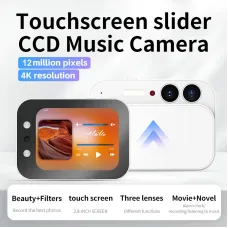 DC107 CCD 12MP HD Sliding Cover Digital Camera 4K Video Recording 2.8 Inch Touch Screen Beauty Selfie 3600mAh Battery OTG Triple Lens Camera System