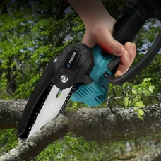 Drillpro Brushless 21V 6-Inch Electric Saw Chainsaw for Efficient Cutting Comfortable Anti-Skid Design Efficient Heat Dissipation Suitable for Wood Cutting Pruning and Forestry