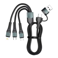 60W USB-A/USB-C to iP/Type-C/Micro USB Cable Fast Charging Data Transmission Pure Copper Core Line 1.2M Long for iPhone 16 16 Pro 15 14 13 Pro Max for Huawei Mate XT for Xiaomi 15pro