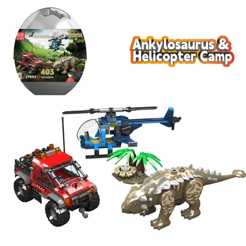 Mould King Jurassic World Series 29001 29002 29004 Brachiosaurus & Biplane Camp / T-Rex Transport Ship / Ankylosaurus & Helicopter Camp Dinosaur Egg Building Blocks Ornaments Toys Kid Gift
