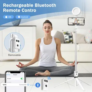BT12 Selfie Stick Tripod with Filling Light Stainless Steel Phone Selfie Stick bluetooth Remote Control Stable Three-Legged Support for Live Broadcasts Video Shooting
